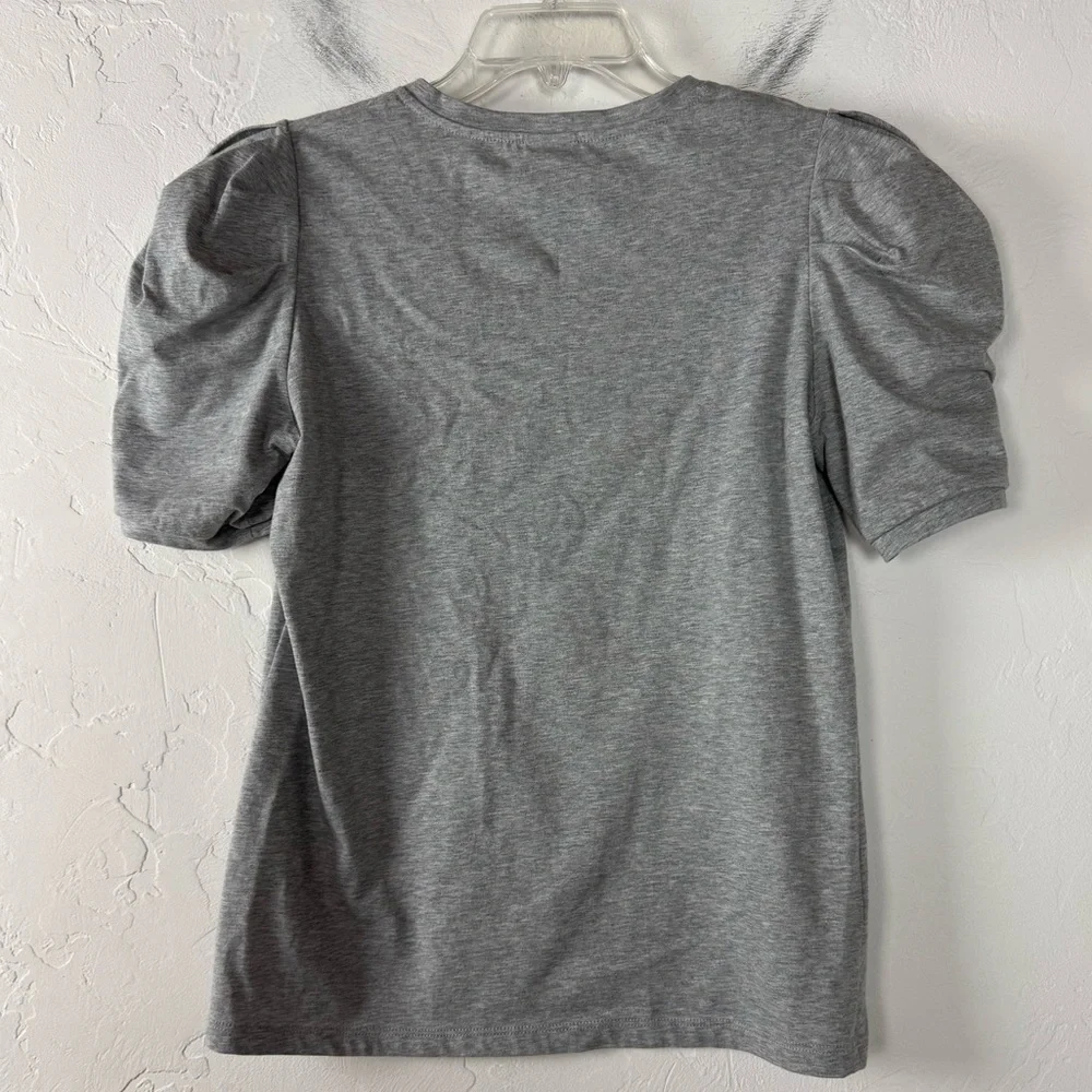 Pinko Italy Shirt Knit Top Tee Zafira Jersey Heather Marled Light Grey Puff - Picture 2 of 9